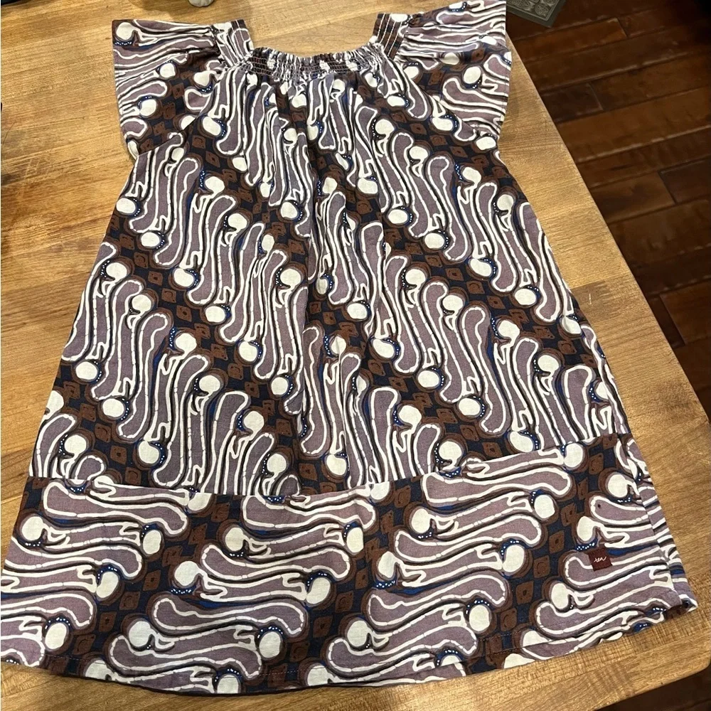 Tea Collection Purple & Brown Shift Dress.